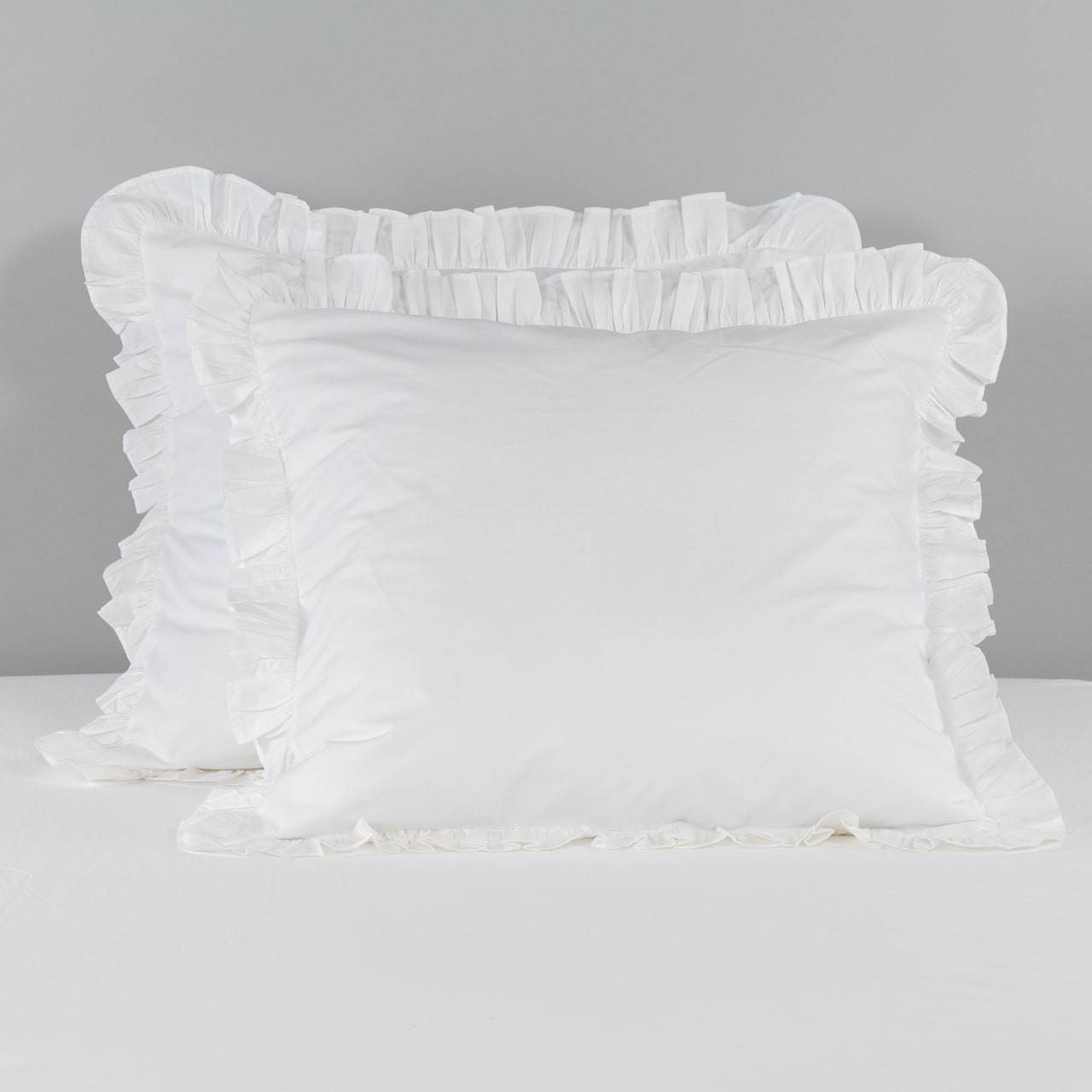 Softwash Cotton Ruffle White European Pillowcase Pair - Vintage