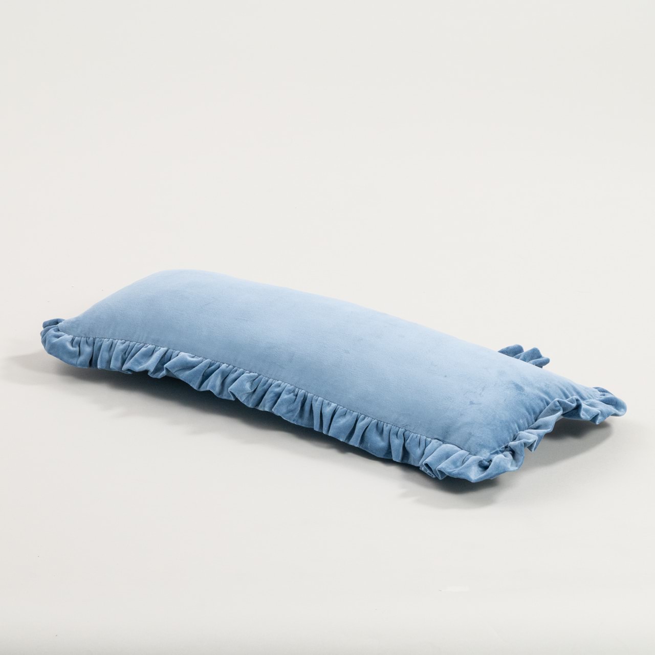 Modella Velvet Ruffle Lumbar Cushion - Chambray