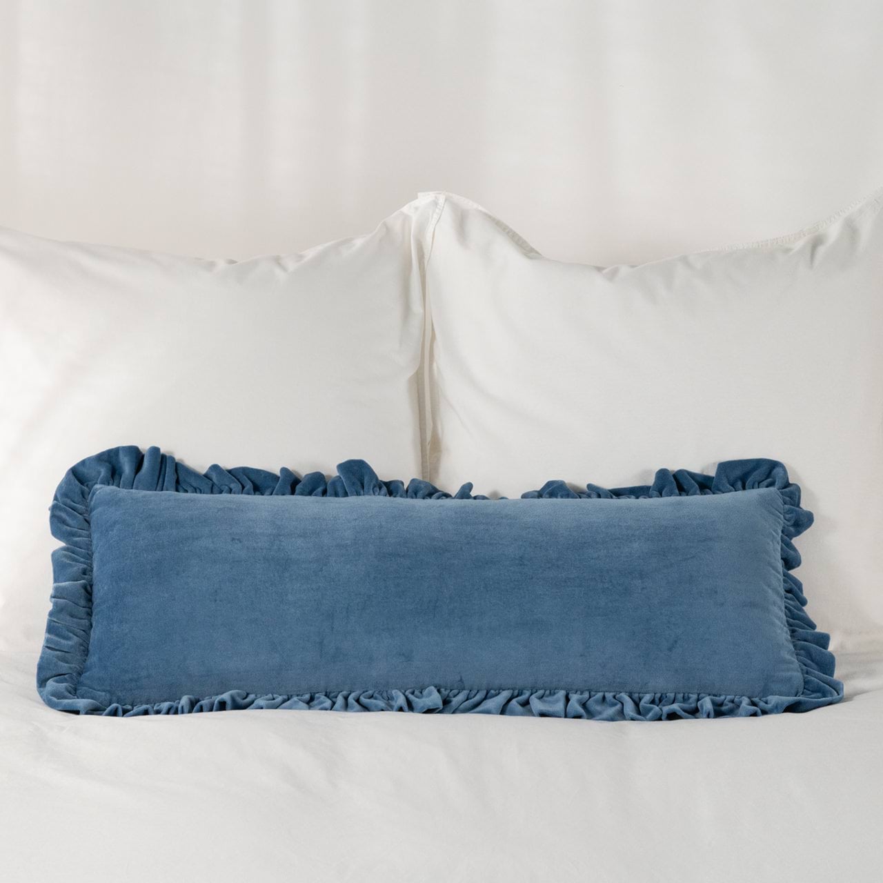 Modella Velvet Ruffle Lumbar Cushion - Chambray