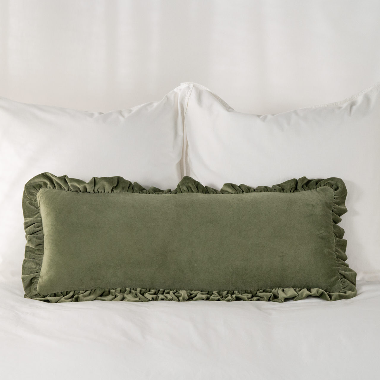 Modella Velvet Ruffle Lumbar Cushion - Gum