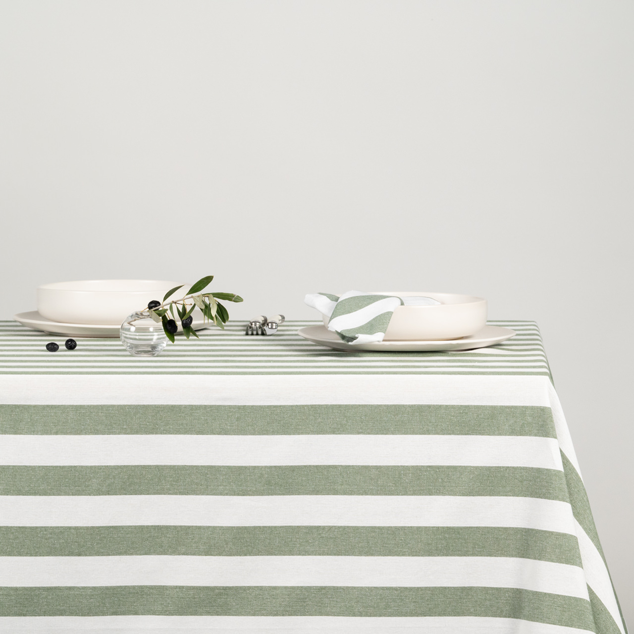 Cucina Olive Stripe Rectangular Tablecloth